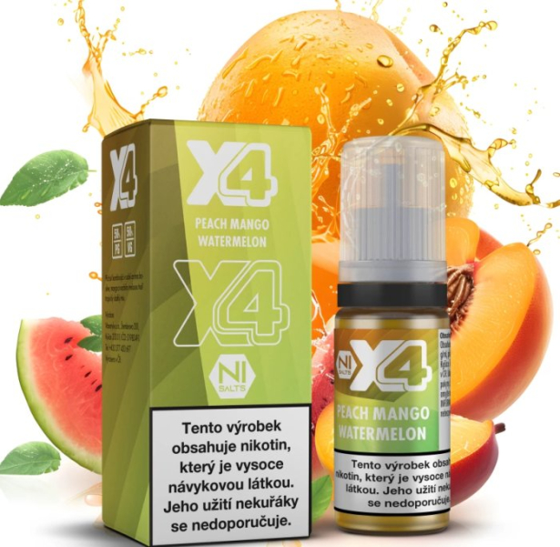 Liquid X4 Bar Juice - Broskev, mango a meloun (Peach Mango Watermelon) 10ml
