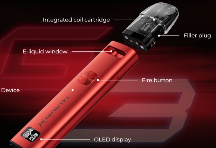 Uwell Caliburn G3 elektronická cigareta 900mAh Red